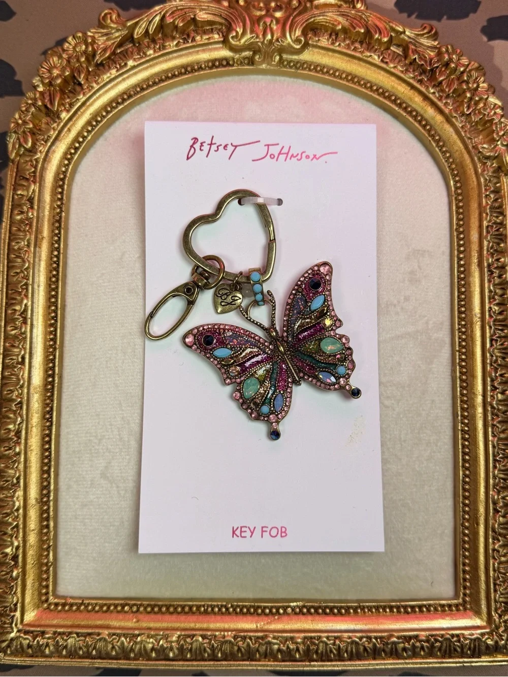 Betsey Johnson Butterfly Key Fob Rhinestone Jeweled Bag Charm